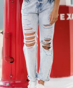 Kancan Light Wash 90s Boyfriend Fit Jeans Bottoms