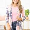 Heimish Navy Floral Print Cardigan Tops 1 Heimish Navy Floral Print Cardigan Tops