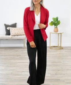 Heimish Red Shawl Collar Blazer