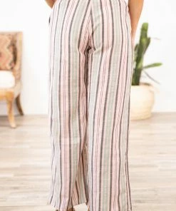 HyFve Bottoms Sage And Blush Stripe Elastic Waist Pants