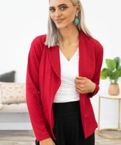 Heimish Red Shawl Collar Blazer