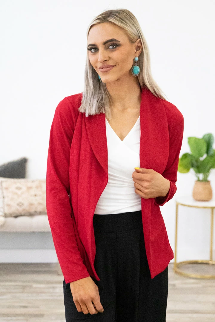 Heimish Red Shawl Collar Blazer 3 Heimish Red Shawl Collar Blazer