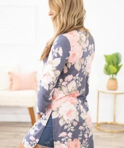 Heimish Navy Floral Print Cardigan Tops 7 Heimish Navy Floral Print Cardigan Tops