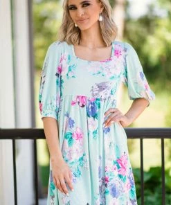SOL RHR Mint Multicolor Floral Print Babydoll Dress