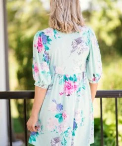 SOL RHR Mint Multicolor Floral Print Babydoll Dress