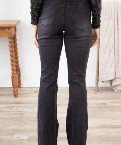 YMI Jeanwear YMI Black Bootcut Distressed Knee Jeans 8 YMI Jeanwear YMI Black Bootcut Distressed Knee Jeans