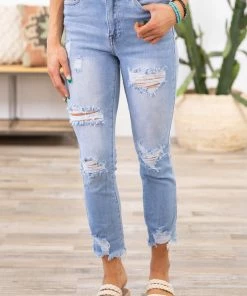 Filly Flair Sales Shop 32 Risen Distressed Straight Leg Jeans