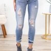 OLD PRODUCT Kancan Fray Crossover Hem Skinny Jeans