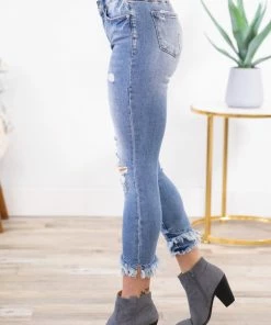 OLD PRODUCT Kancan Fray Crossover Hem Skinny Jeans