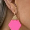 H&D Accessories Hot Pink And Gold Diamond Shaped Earrings