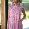 Jodifl Pink Multicolor Floral Tiered Dress Dresses