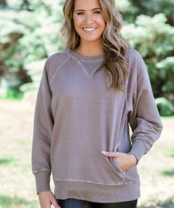 Filly Flair Sales Shop 20 Zenana Tops Mocha Pigment Dyed Sweatshirt