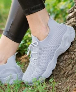Legend Footwear Light Grey Knit Sneakers