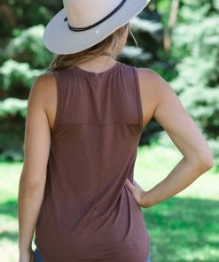 Be Cool Tops Brown Round Neck Tank