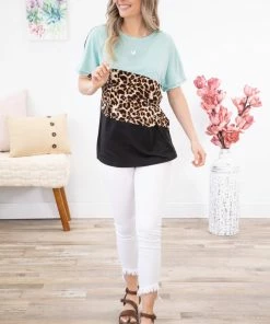 Your Fashion Wholesale Mint And Animal Print Colorblock Top 10 Your Fashion Wholesale Mint And Animal Print Colorblock Top