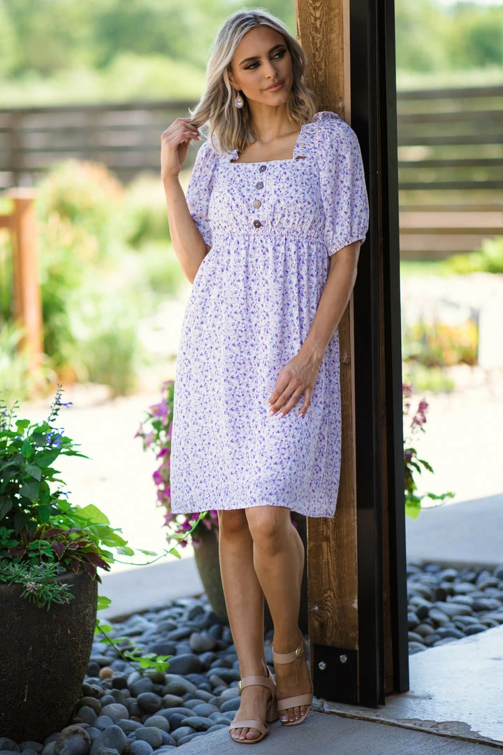 Lime N Chili White And Lavender Ditsy Floral Midi Dress Dresses 4 Lime N Chili White And Lavender Ditsy Floral Midi Dress Dresses