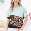 Your Fashion Wholesale Mint And Animal Print Colorblock Top 2 Your Fashion Wholesale Mint And Animal Print Colorblock Top