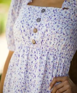 Lime N Chili White And Lavender Ditsy Floral Midi Dress Dresses 8 Lime N Chili White And Lavender Ditsy Floral Midi Dress Dresses