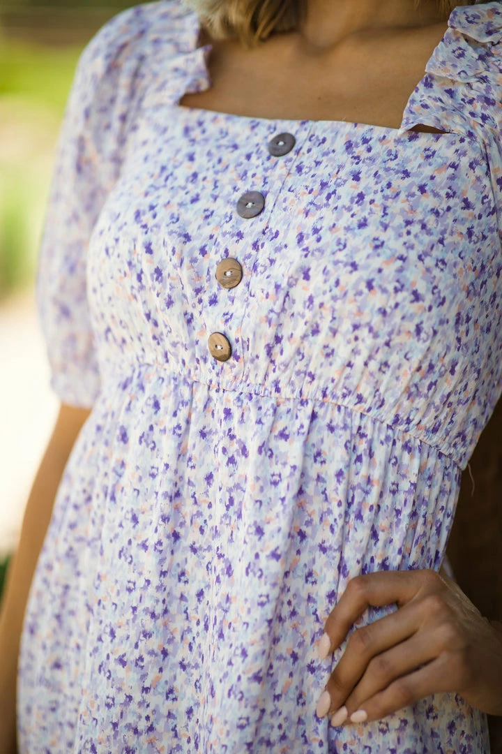 Lime N Chili White And Lavender Ditsy Floral Midi Dress Dresses 5 Lime N Chili White And Lavender Ditsy Floral Midi Dress Dresses