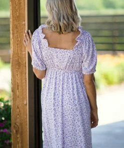Lime N Chili White And Lavender Ditsy Floral Midi Dress Dresses 9 Lime N Chili White And Lavender Ditsy Floral Midi Dress Dresses