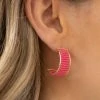 Crystals Trading Inc Pink Half Moon Beaded Earrings