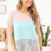 Heimish Aqua Blush Animal Print Colorblock Top 1 Heimish Aqua Blush Animal Print Colorblock Top