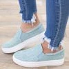 Fortune Dynamic Sky Blue Raffia Platform Slip On Shoes