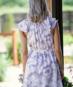 Gilli Purple And Ivory Tie Dye Elastic Waist Dress Dresses 9 Gilli Purple And Ivory Tie Dye Elastic Waist Dress Dresses