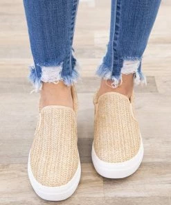Fortune Dynamic Oatmeal Raffia Platform Slip On Shoes