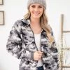 Pacific Teaze Inc Grey Camouflage Full Zip Sherpa Jacket Outerwear