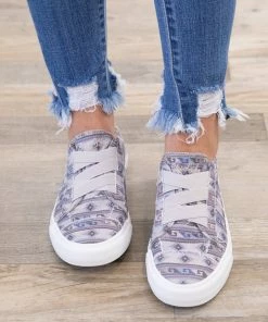 Blowfish Shoes Light Grey Multicolor Aztec Slip On Shoe