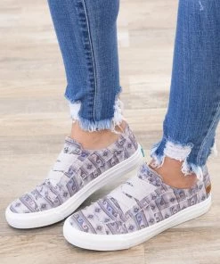 Blowfish Shoes Light Grey Multicolor Aztec Slip On Shoe