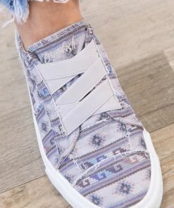 Blowfish Shoes Light Grey Multicolor Aztec Slip On Shoe