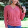 Staccato Coral Textured Button Detail Top