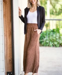 Very J Copper And Black Animal Print Pull On Pants