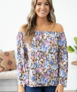 Summer 10 Lavender Multicolor Floral Bell Sleeve Top