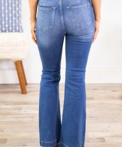 Bottoms Kancan Petite Fit Button Fly Flare Jeans