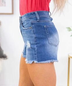 YMI Medium Wash Dream Fit Fray Hem Shorts Bottoms