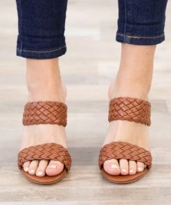 Ccocci Tan Braided Two Strap Block Heel Shoes