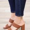 Ccocci Tan Braided Two Strap Block Heel Shoes