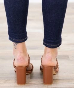 Ccocci Tan Braided Two Strap Block Heel Shoes