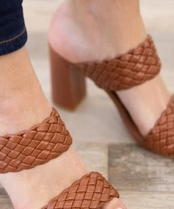 Ccocci Tan Braided Two Strap Block Heel Shoes