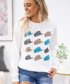 Benie SWEATSHIRTS & HOODIES White Cowboy Hat Graphic Sweatshirt