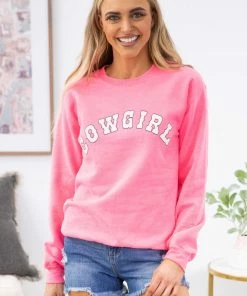Benie SWEATSHIRTS & HOODIES Neon Pink Cowgirl Graphic Sweatshirt