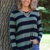 Sew In Love Tops Navy And Sage Stripe Criss-Cross Front Top 2 Sew In Love Tops Navy And Sage Stripe Criss-Cross Front Top