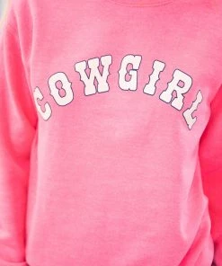 Benie SWEATSHIRTS & HOODIES Neon Pink Cowgirl Graphic Sweatshirt