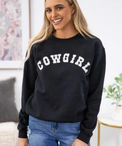 Benie Black Cowgirl Graphic Sweatshirt SWEATSHIRTS & HOODIES