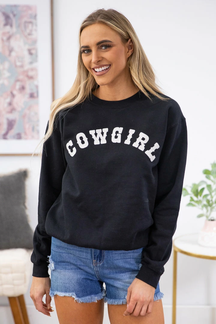 Benie Black Cowgirl Graphic Sweatshirt SWEATSHIRTS & HOODIES 3 Benie Black Cowgirl Graphic Sweatshirt SWEATSHIRTS & HOODIES