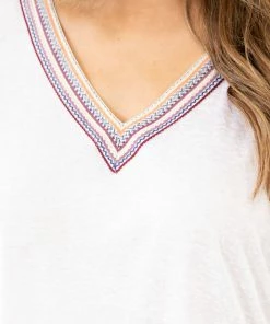 Cozy Co Off White Back Cutout Top With Aztec Trim Tops 11 Cozy Co Off White Back Cutout Top With Aztec Trim Tops