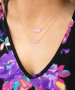 Love Mist Pink Enamel Mama And Mini Necklace Set